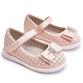 Vinceza Ballerine per bambini con fiocco in velcro Rosa Halle