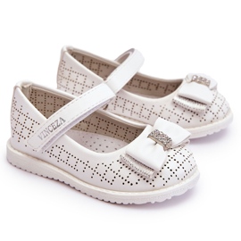 Vinceza Ballerine per bambini con fiocco in velcro Bianco Halle