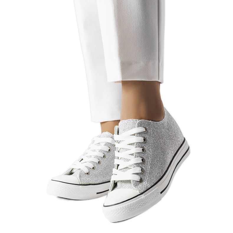 BM Sneaker con zeppa glitter argento di Crete d'argento