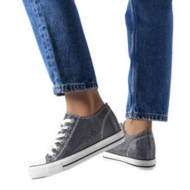 Sneaker con zeppa in broccato nero di Crete