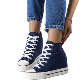 Scarpe da ginnastica con zeppa blu navy