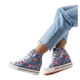 BM Sneakers con zeppa floreali blu di Fouquet