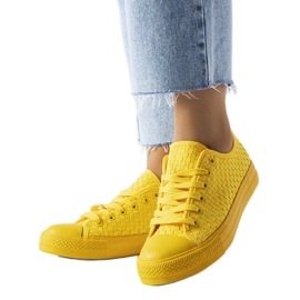 Sneakers gialle in tessuto intrecciato di Thibodeau giallo