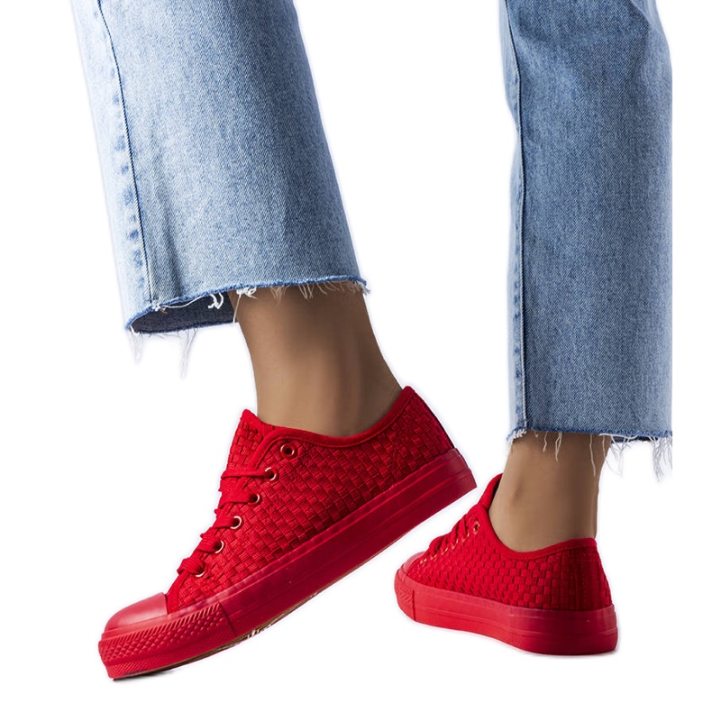 Sneakers rosse in tessuto intrecciato di Thibodeau rosso