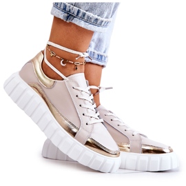 S.Barski Scarpe brogue da donna sulla piattaforma Noriso beige e oro