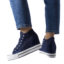 BM Sneaker con zeppa traforata blu navy di Coupart