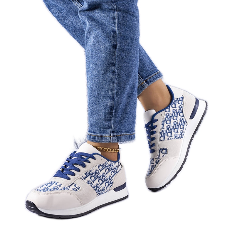 Sneakers grigie e blu con stampa Arcouet