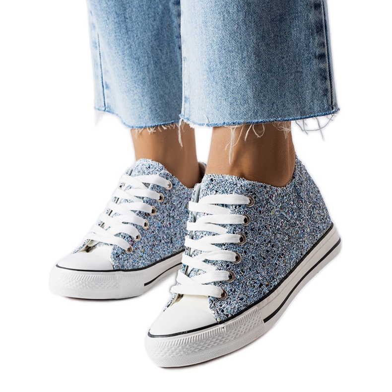 Sneaker basse con zeppa di colore blu di Garceau
