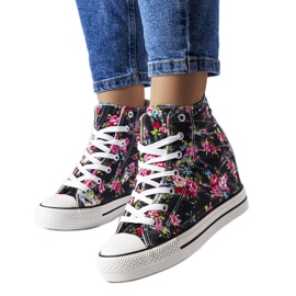BM Sneaker con zeppa a fiori di colore nero di Fouquet