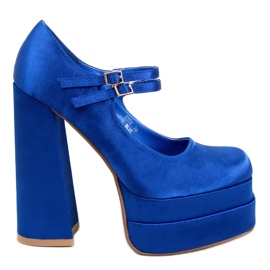 BM Prandi Décolleté con plateau in raso blu