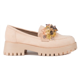 Mocassini da donna in camoscio con plateau Shelovet beige