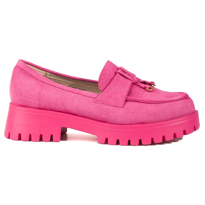 Mocassini con plateau Shelovet in camoscio rosa