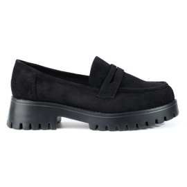 Mocassini con plateau da donna Shelovet in camoscio nero