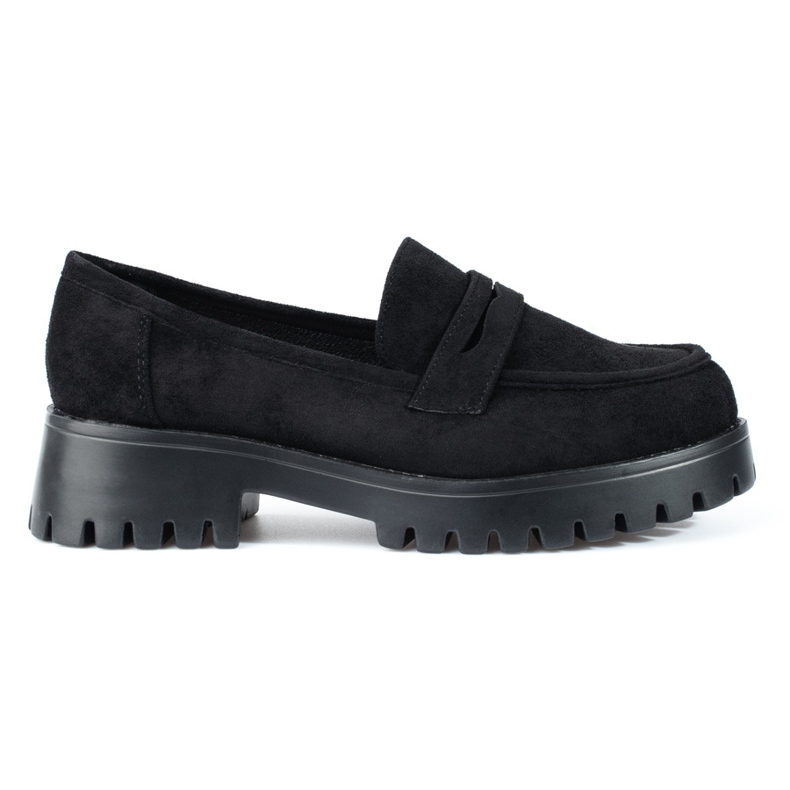 Mocassini con plateau da donna Shelovet in camoscio nero