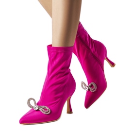 PA1 Stivali rosa decorati con un fiocco di Marte in zirconi