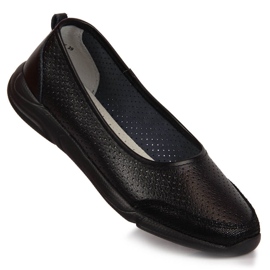 Ballerine da donna in pelle traforata nere eVento 3621 nero