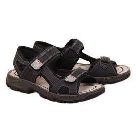 Rieker 26156 sandali comodi da uomo in velcro neri nero