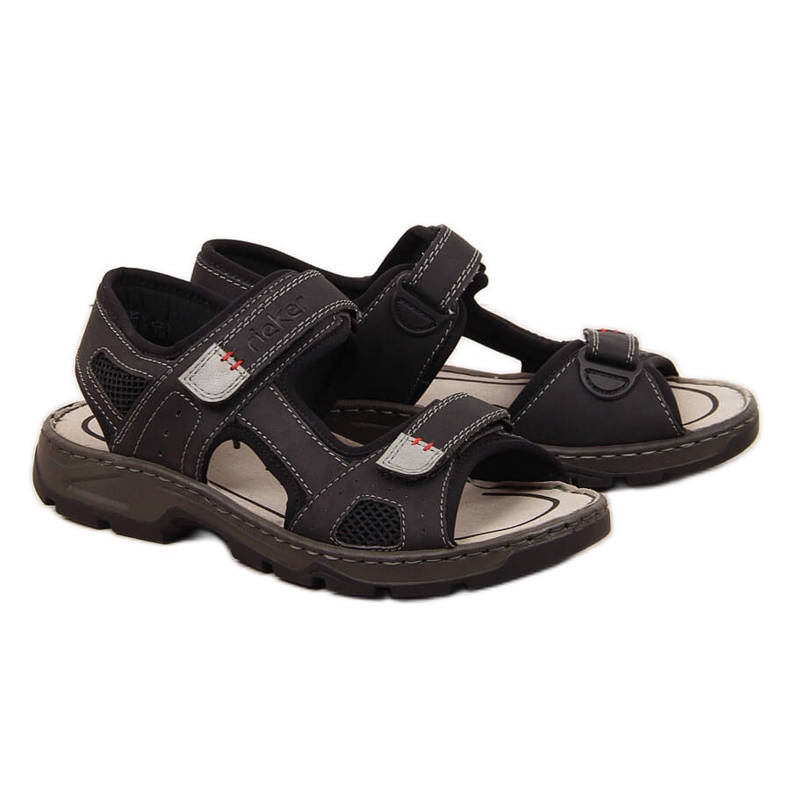 Rieker 26156 sandali comodi da uomo in velcro neri nero