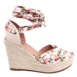 BM Espadrillas con zeppa floreale di Aloro Beige