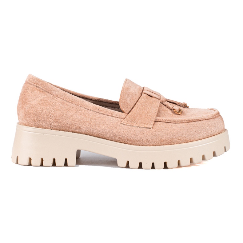 Mocassini in camoscio da donna sulla piattaforma Shelovet beige