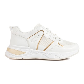 Sneakers bianche da donna su suola spessa Shelovet bianco