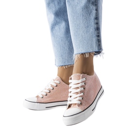 Sneakers Crete con zeppa in glitter rosa