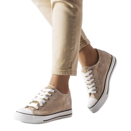 Sneakers Crete con zeppa in glitter oro d'oro