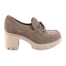 Lemar Eleganti Francesine Sul Tacco Con Decorazione Harmell Beige Argento Scuro