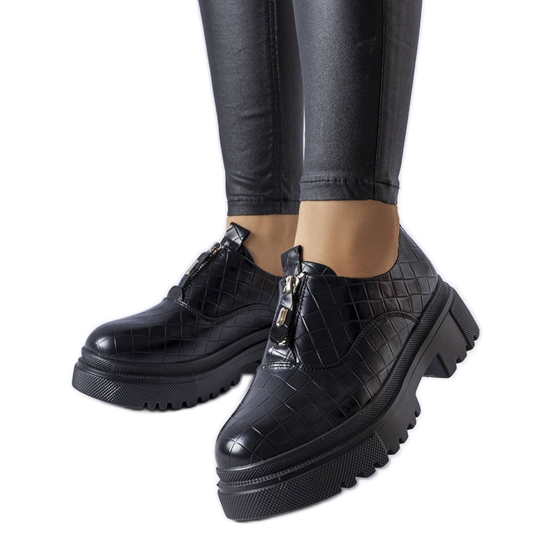 Scarpe francesine nere con goffratura di Travers nero