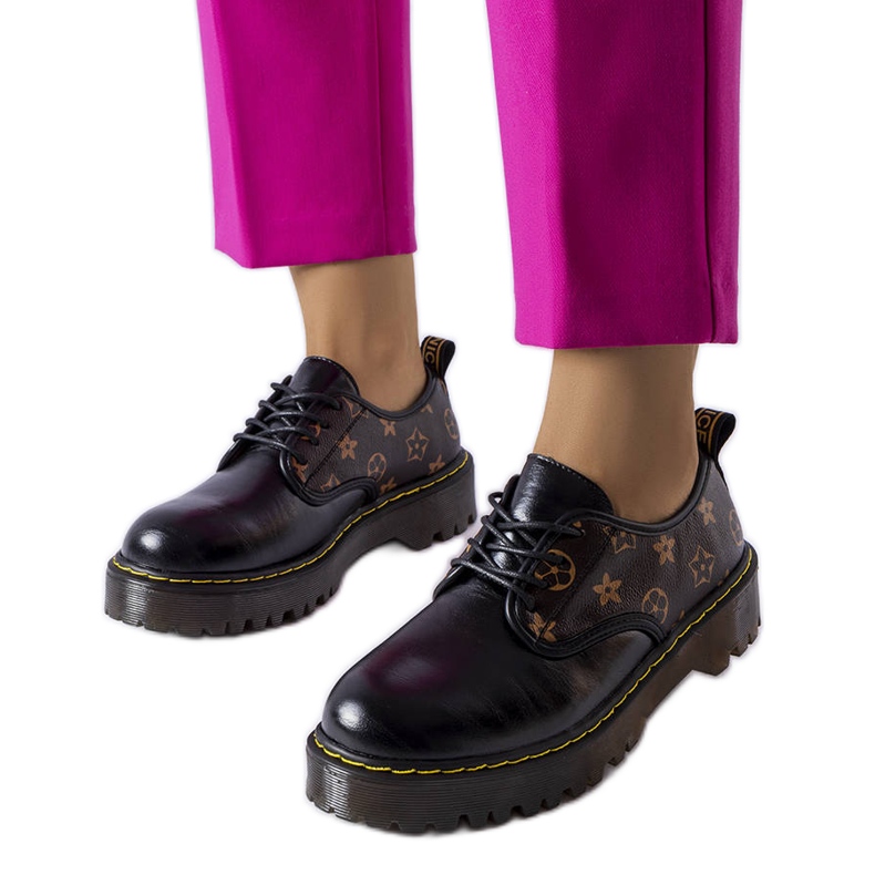 Stivali Eugenia neri con inserti marroni nero