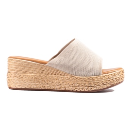 Sandali con zeppa da donna traforati beige Shelovet