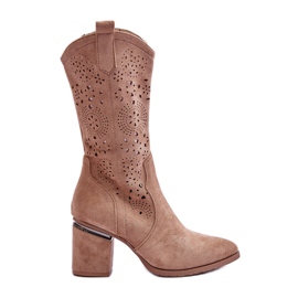 S.Barski Stivali Traforati In Pelle Scamosciata Da Donna Beige Adelia