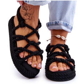 FG2 Sandali intrecciati alla moda da donna Black Tiffanie nero