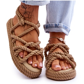 FG2 Sandali intrecciati alla moda da donna Beige Tiffanie marrone