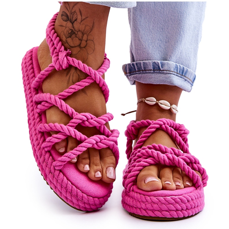 Sandali intrecciati alla moda da donna Fucsia Tiffanie rosa