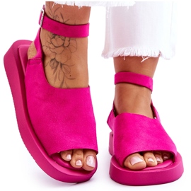 FG2 Comodi sandali da donna sulla piattaforma Rubie fucsia rosa