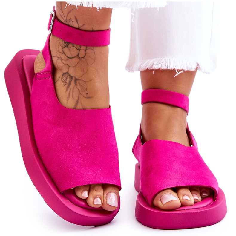 FG2 Comodi sandali da donna sulla piattaforma Rubie fucsia rosa