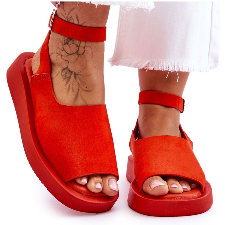 FG2 Confortevoli sandali con plateau da donna Dark Orange Rubie arancia