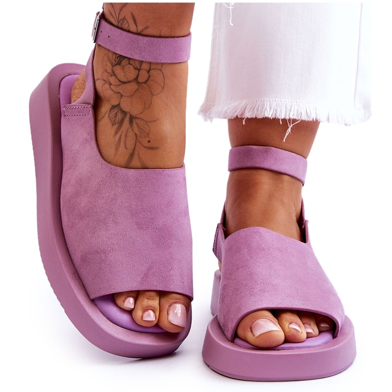 FG2 Comodi sandali con plateau da donna viola rubino