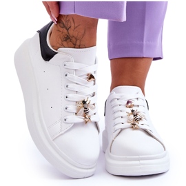 FG2 Scarpe sportive da donna su una massiccia piattaforma Chante bianca e nera bianco