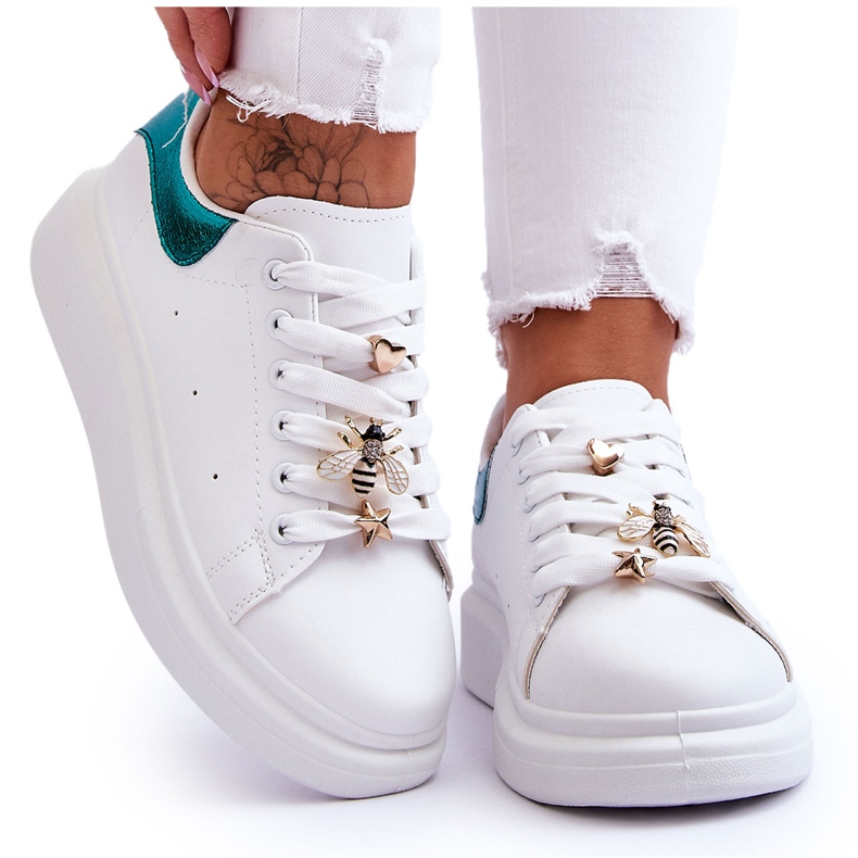 FG2 Scarpe sportive da donna su una massiccia piattaforma Chante bianca e verde
