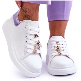 FG2 Scarpe Sportive Da Donna Su Una Piattaforma Chunky Bianca E Viola Chante