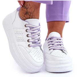 Scarpe da ginnastica con plateau da donna alla moda Bianco-Viola Claribel