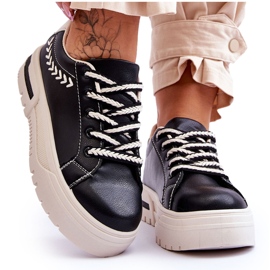 FG2 Comode Scarpe Sportive Da Donna Con Plateau Nere E Beige Devan nero