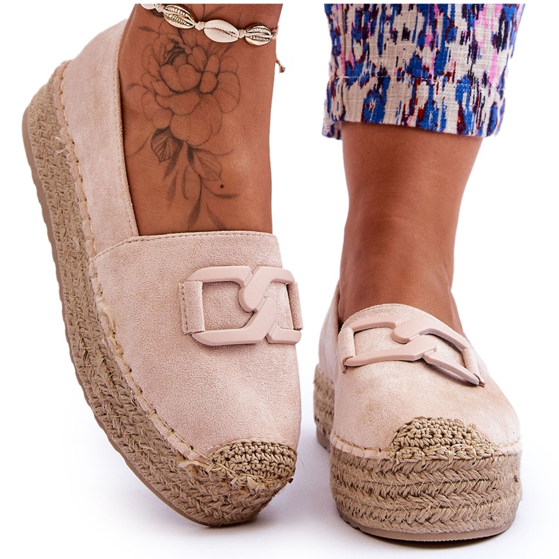 FI1 Espadrillas con plateau classico da donna Beige Maurine