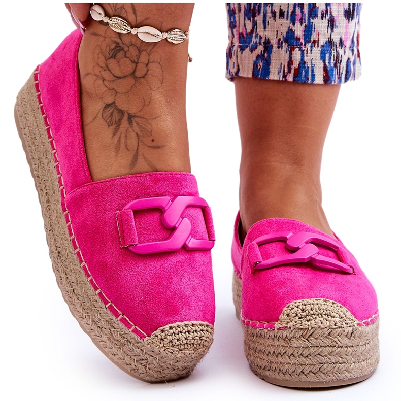 FI1 Espadrillas con plateau classico da donna fucsia maurine rosa