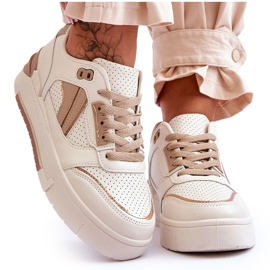 FI1 Scarpe Sportive Da Donna In Pelle Beige Nancey