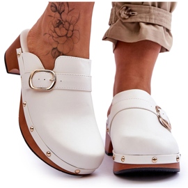 FI1 Ciabatte Donna in Pelle Zoccoli Fanett Bianco