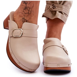 FI1 Zoccoli Donna in Pelle Beige Fanett