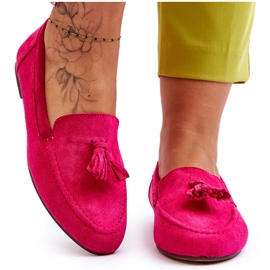 Mocassino Classico In Camoscio Con Frange Fucsia Averil rosa